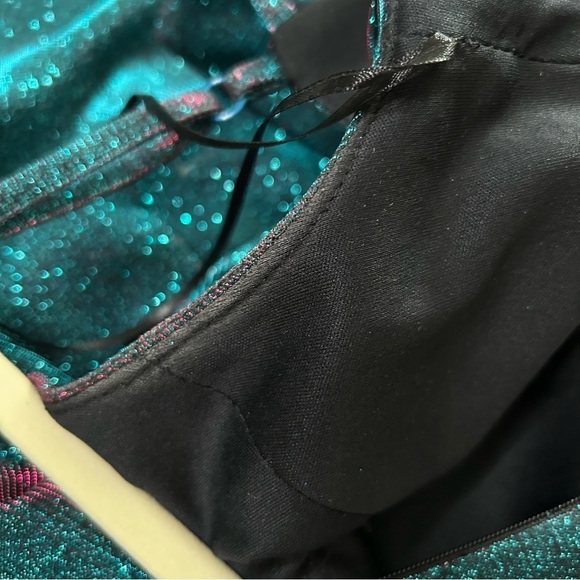 Morgan and Co Teal and Pink Evening Gown Cage Back Full Skirt Maxi Dress SZ XS - Picture 16 of 16